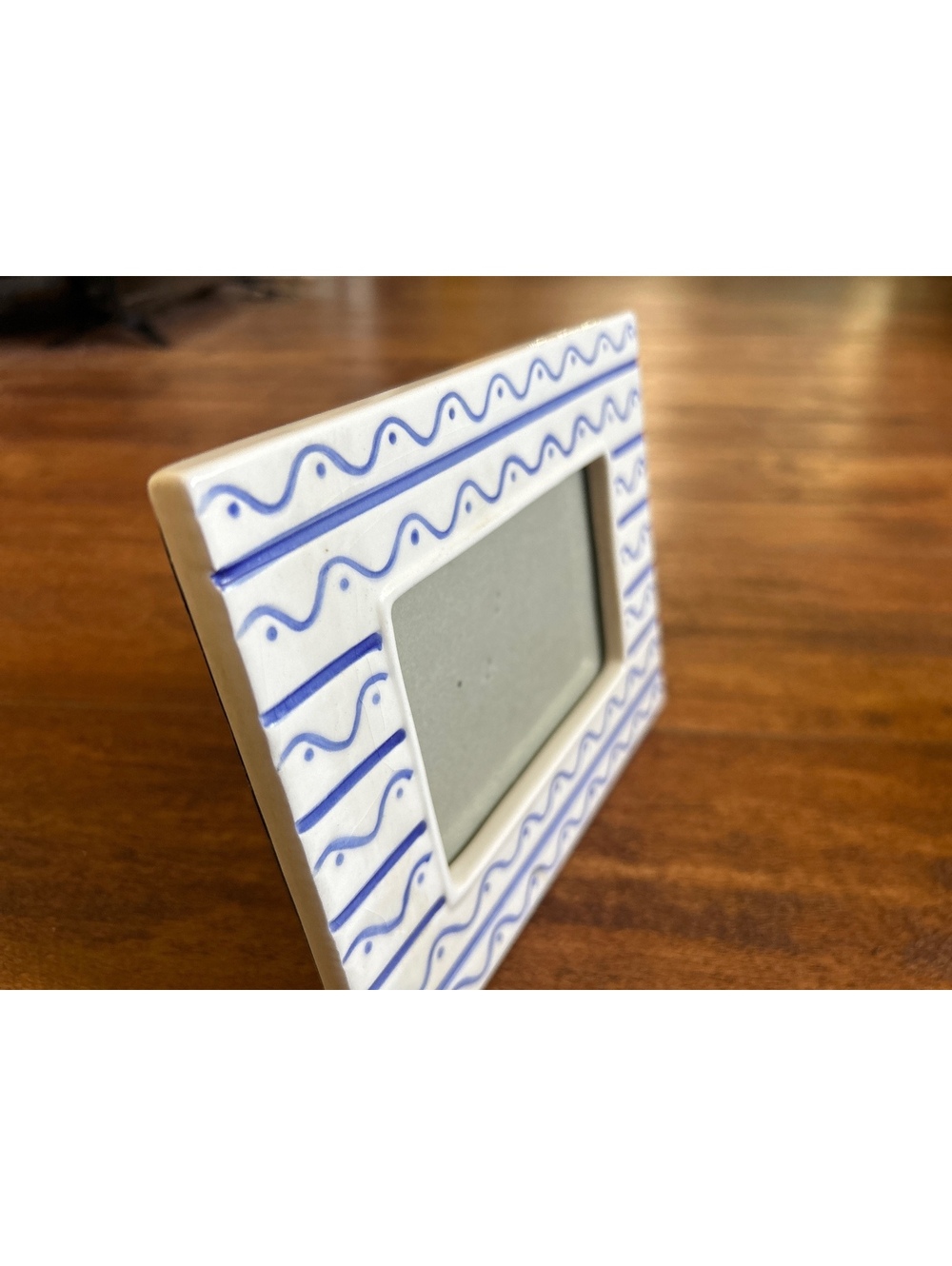 Ceramic Picture Frame with Blue Wave Pattern - Picture 2 of 4